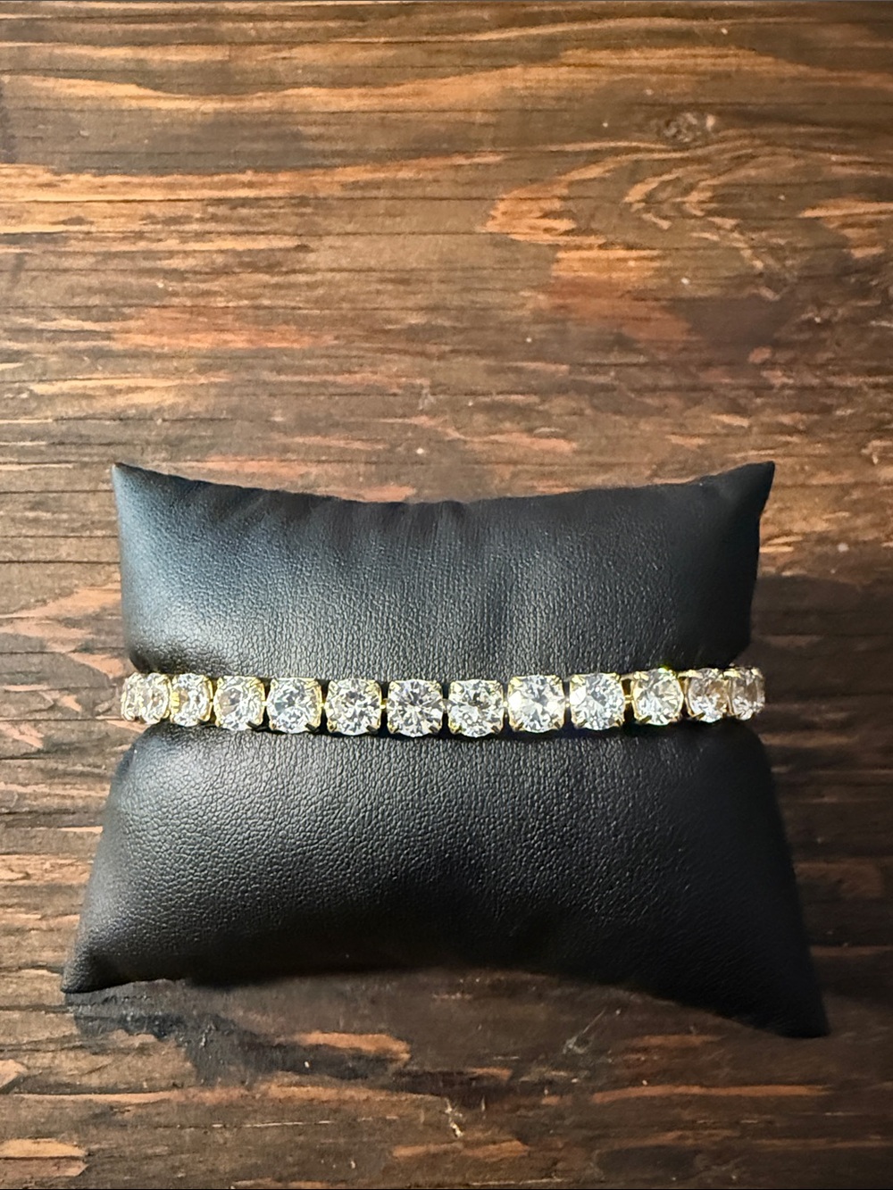 Gold Plated Sparkling Gold Tennis Bracelet with Clear Stones